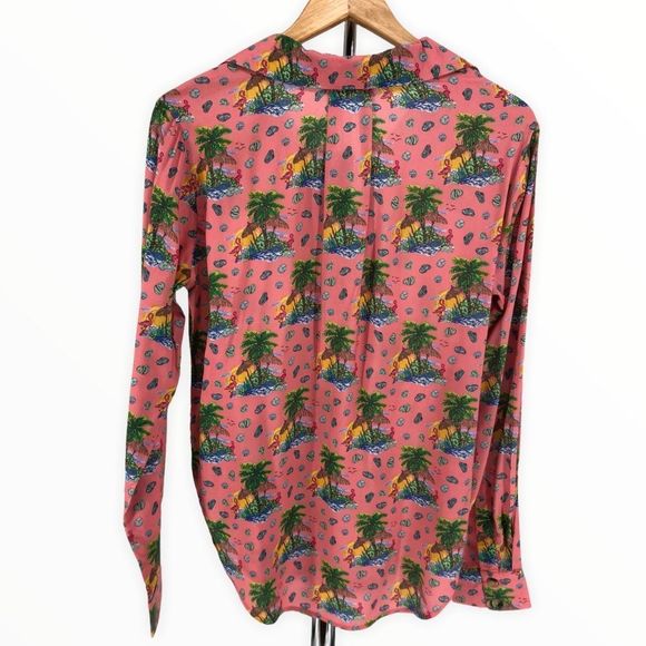 Nrvna Mode Colette Beach Print Blouse Long Sleeve V Neck Viscose size small NWT - Picture 8 of 12